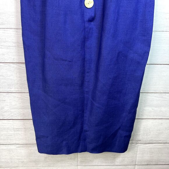 Vintage Brooks Brothers Blue Dress Linen Made In USA Sz 8 50s 60s Pearl Buttons - Picture 6 of 14